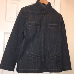 Company Ellen Tracy Denim Jean Stretch Zip Blazer Jacket 14 Great Condition
